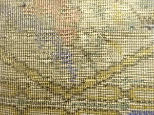 アンティーク　菱に楓模様織り出し本場大島紬着物